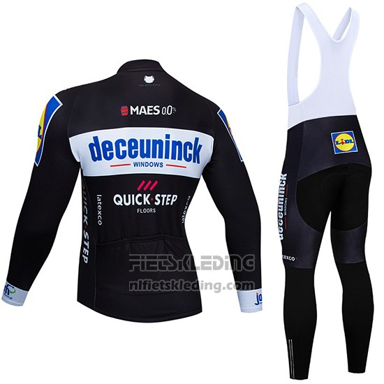 2019 Fietskleding Deceuninck Quick Step Zwart Wit Lange Mouwen en Koersbroek